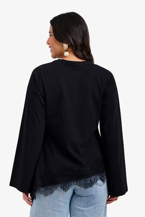 Lace Trim Asymmetric Top