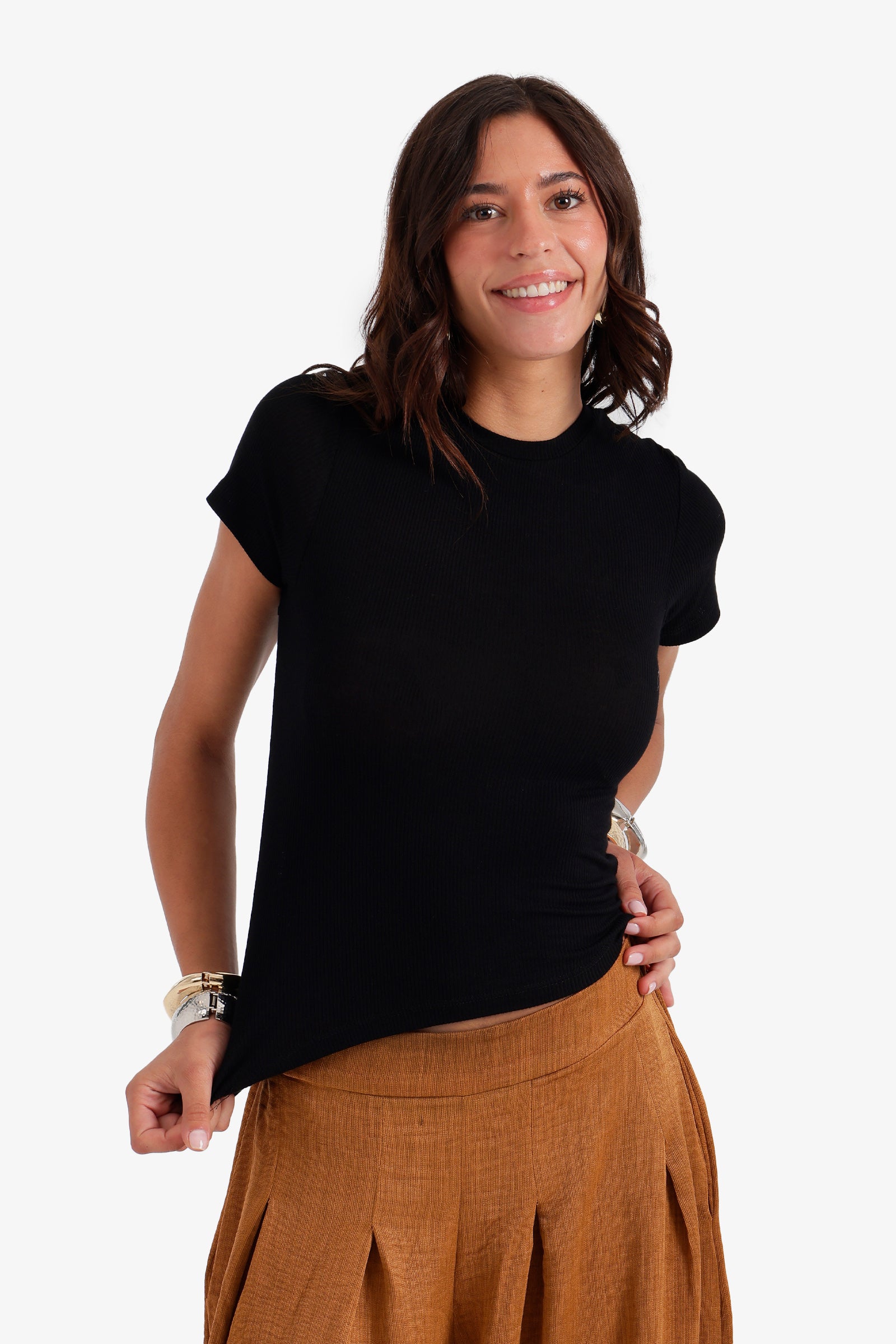 Ribbed Short Sleeve Top