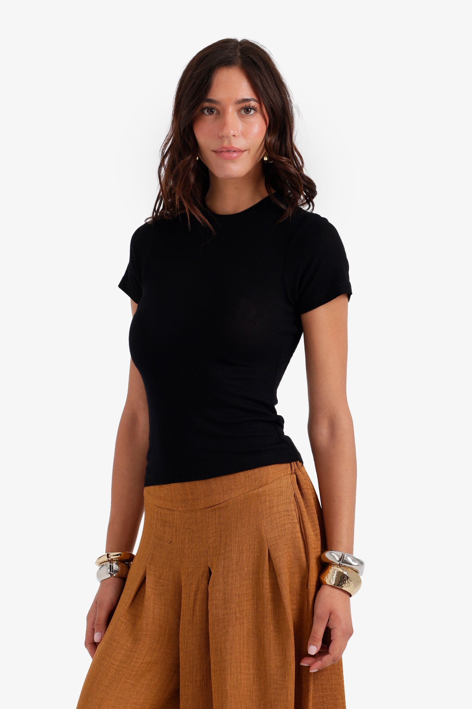 Ribbed Short Sleeve Top