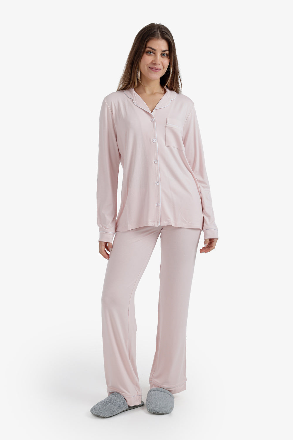Contrast-Pipe Pyjama Set