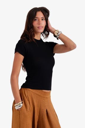 Ribbed Short Sleeve Top