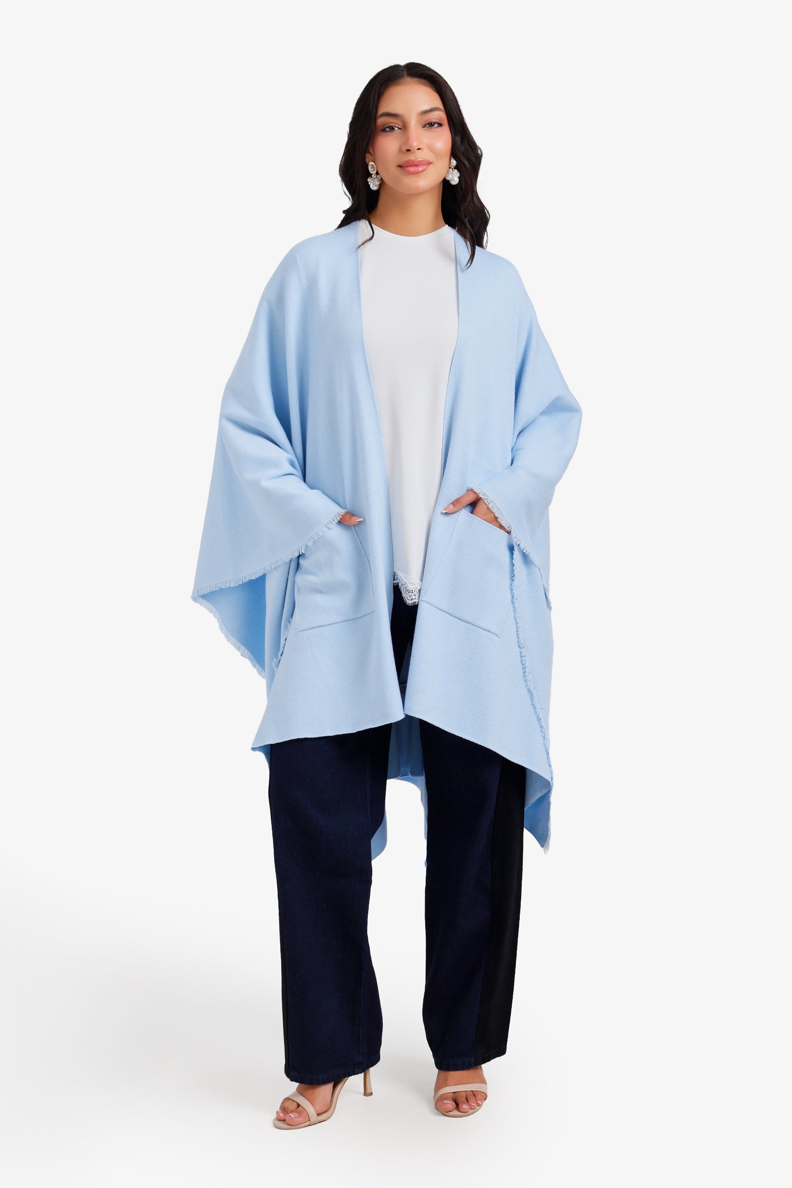 Fringed Open-Front Poncho