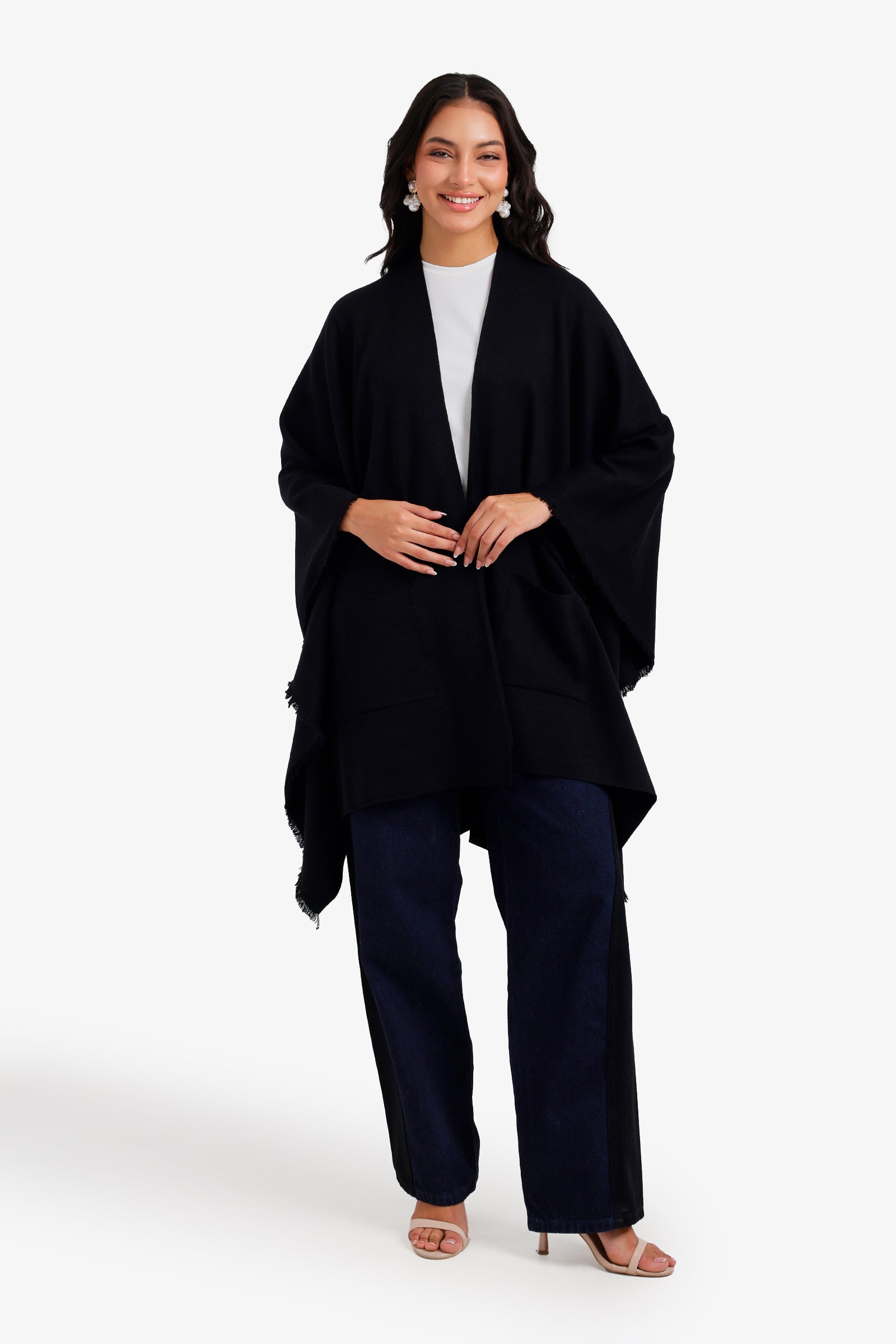 Fringed Open-Front Poncho
