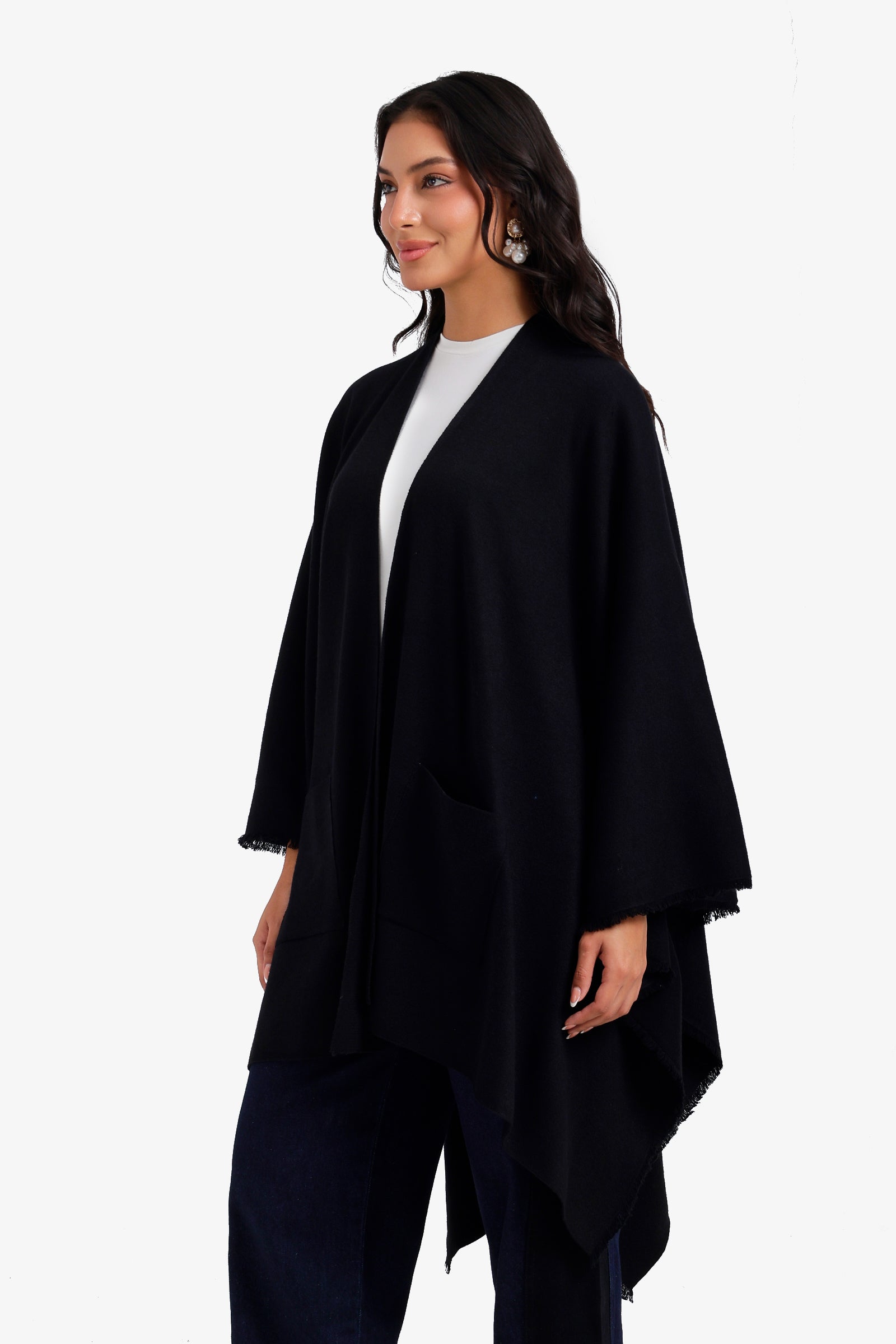 Fringed Open-Front Poncho