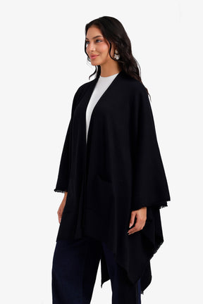 Fringed Open-Front Poncho