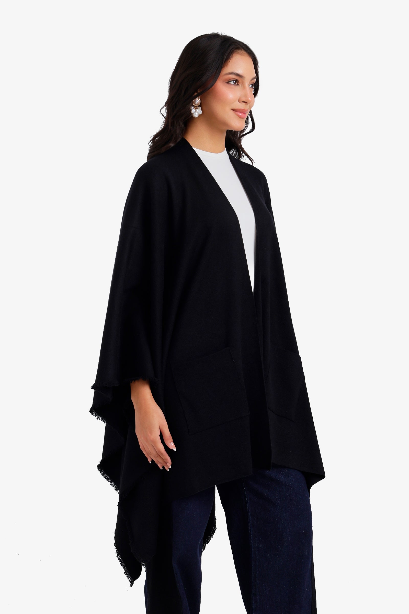 Fringed Open-Front Poncho