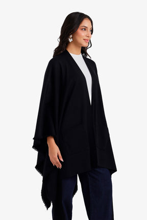 Fringed Open-Front Poncho