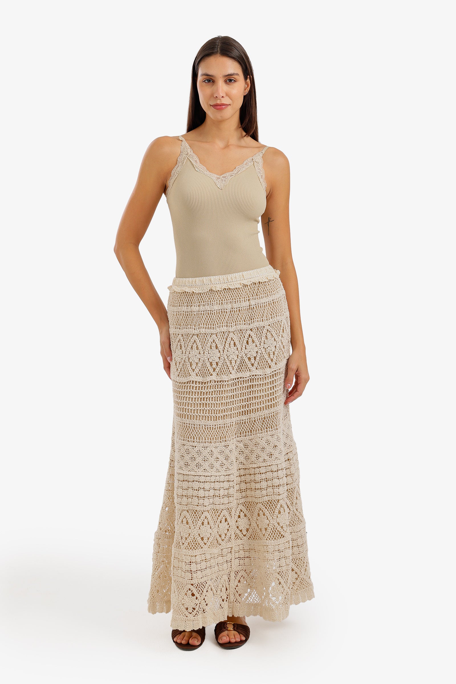 Tiered Crochet Maxi Skirt