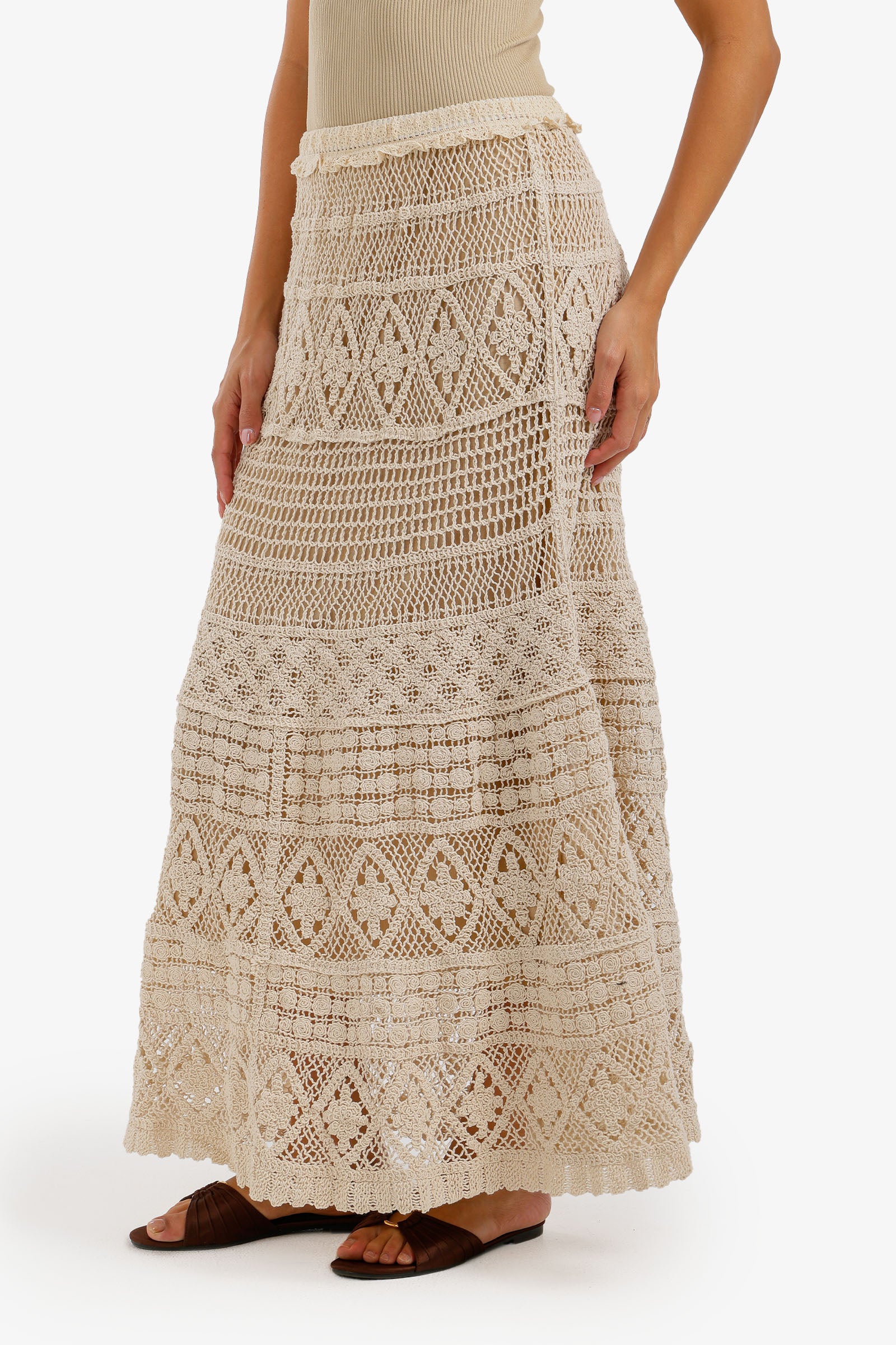 Tiered Crochet Maxi Skirt