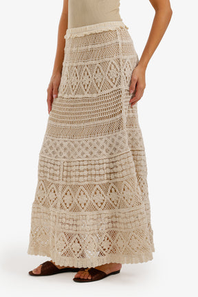 Tiered Crochet Maxi Skirt