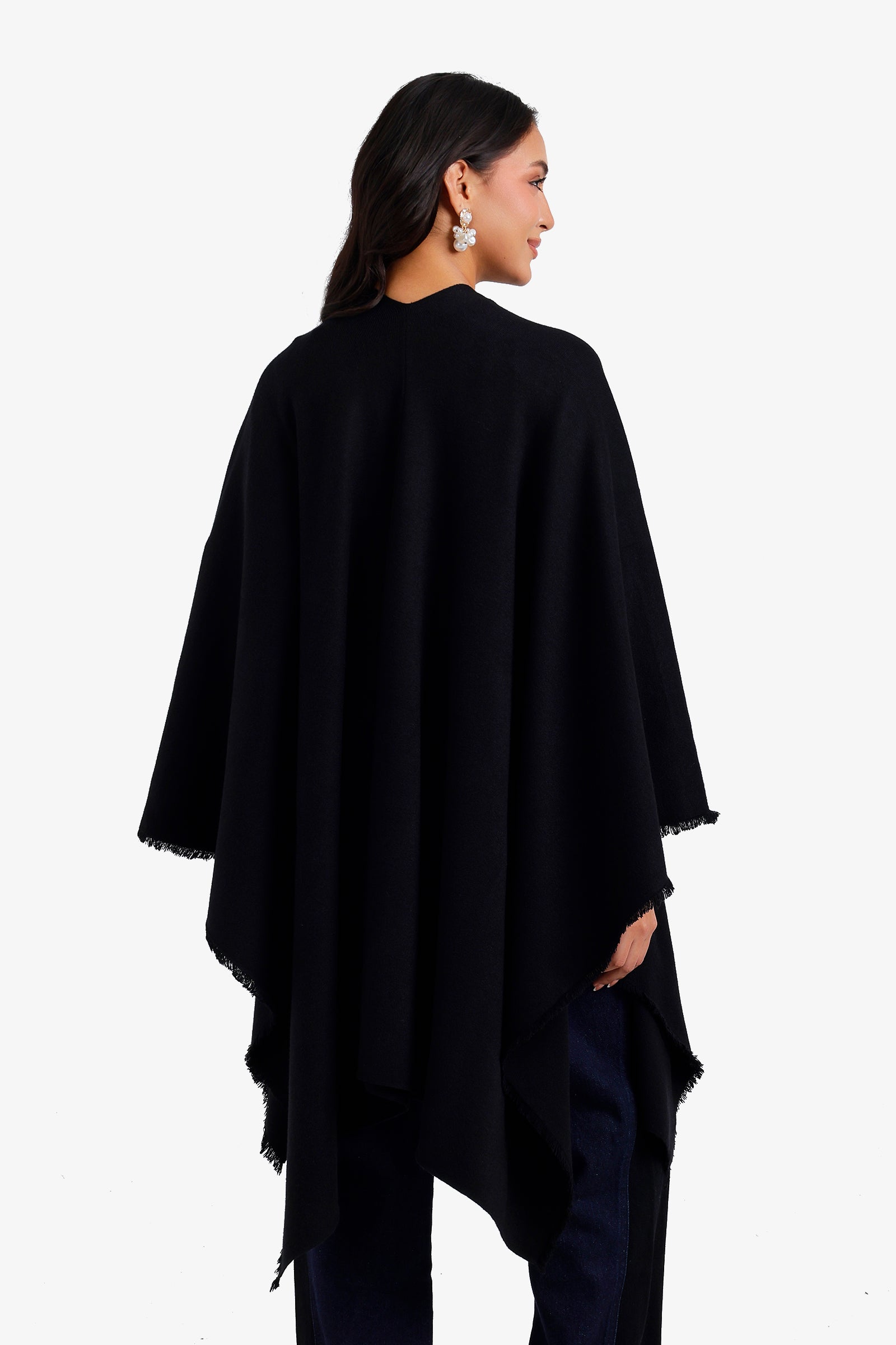 Fringed Open-Front Poncho
