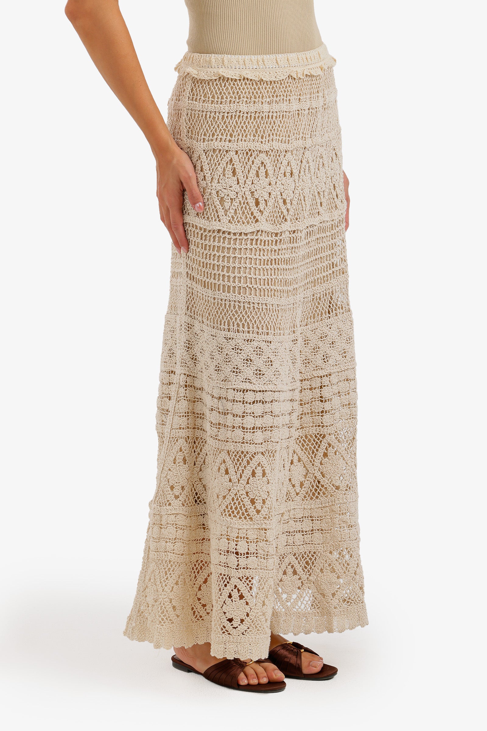 Tiered Crochet Maxi Skirt