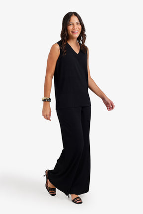 Ribbed V-Neck Blouse