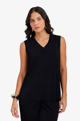 Ribbed V-Neck Blouse