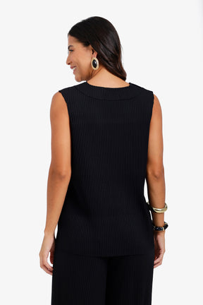 Ribbed V-Neck Blouse