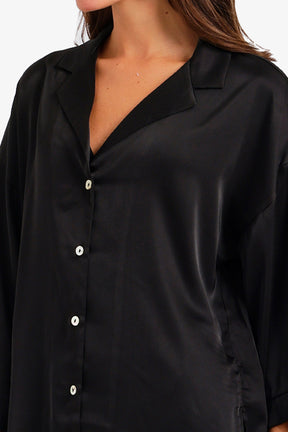 Contrast-Button Satin Set