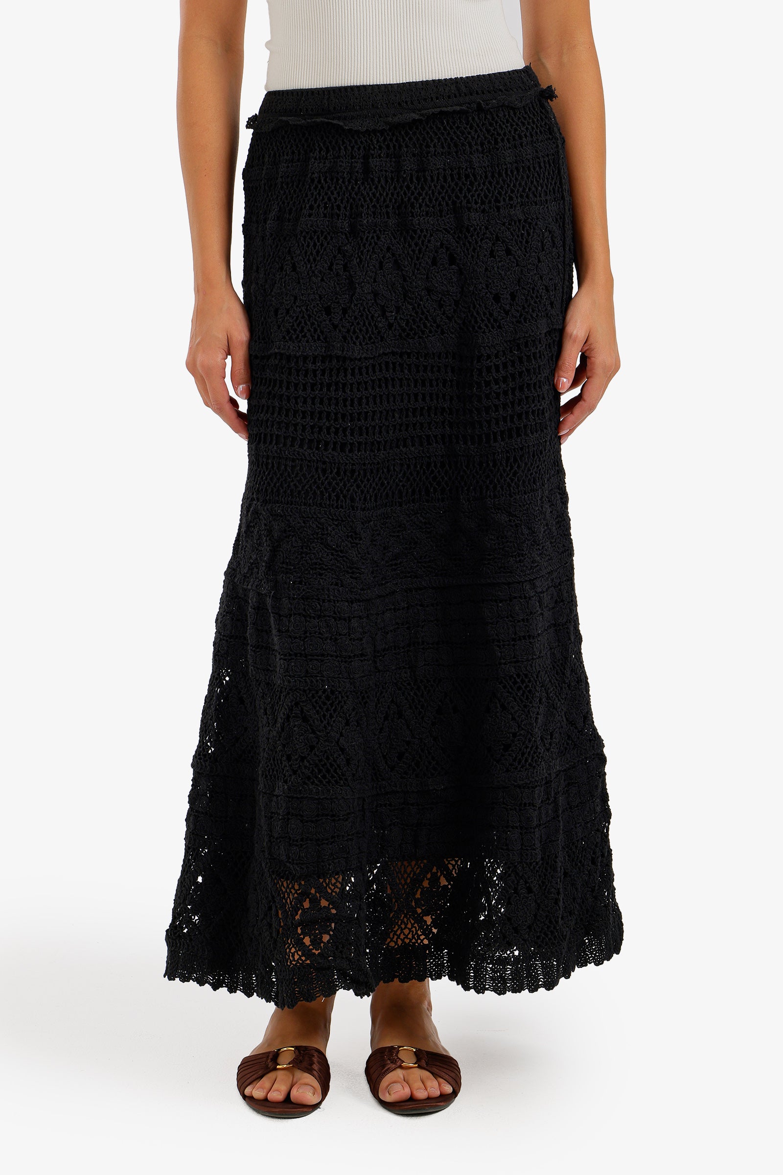 Tiered Crochet Maxi Skirt