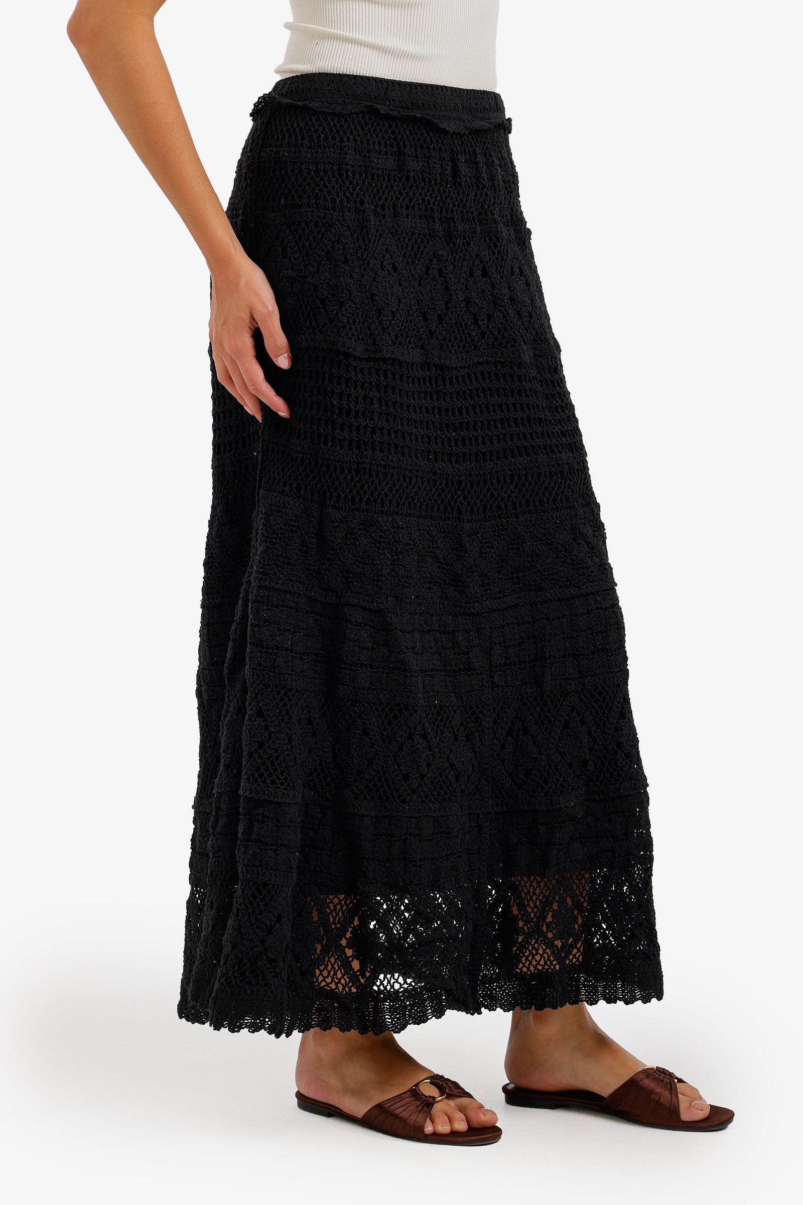 Tiered Crochet Maxi Skirt