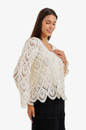Pearl-Embellished Beach Kimono