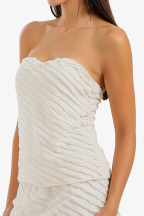 Ruffled Strapless Beach Set