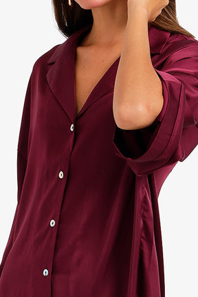 Contrast-Button Satin Set