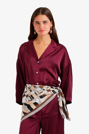 Mixed Print Satin Scarf