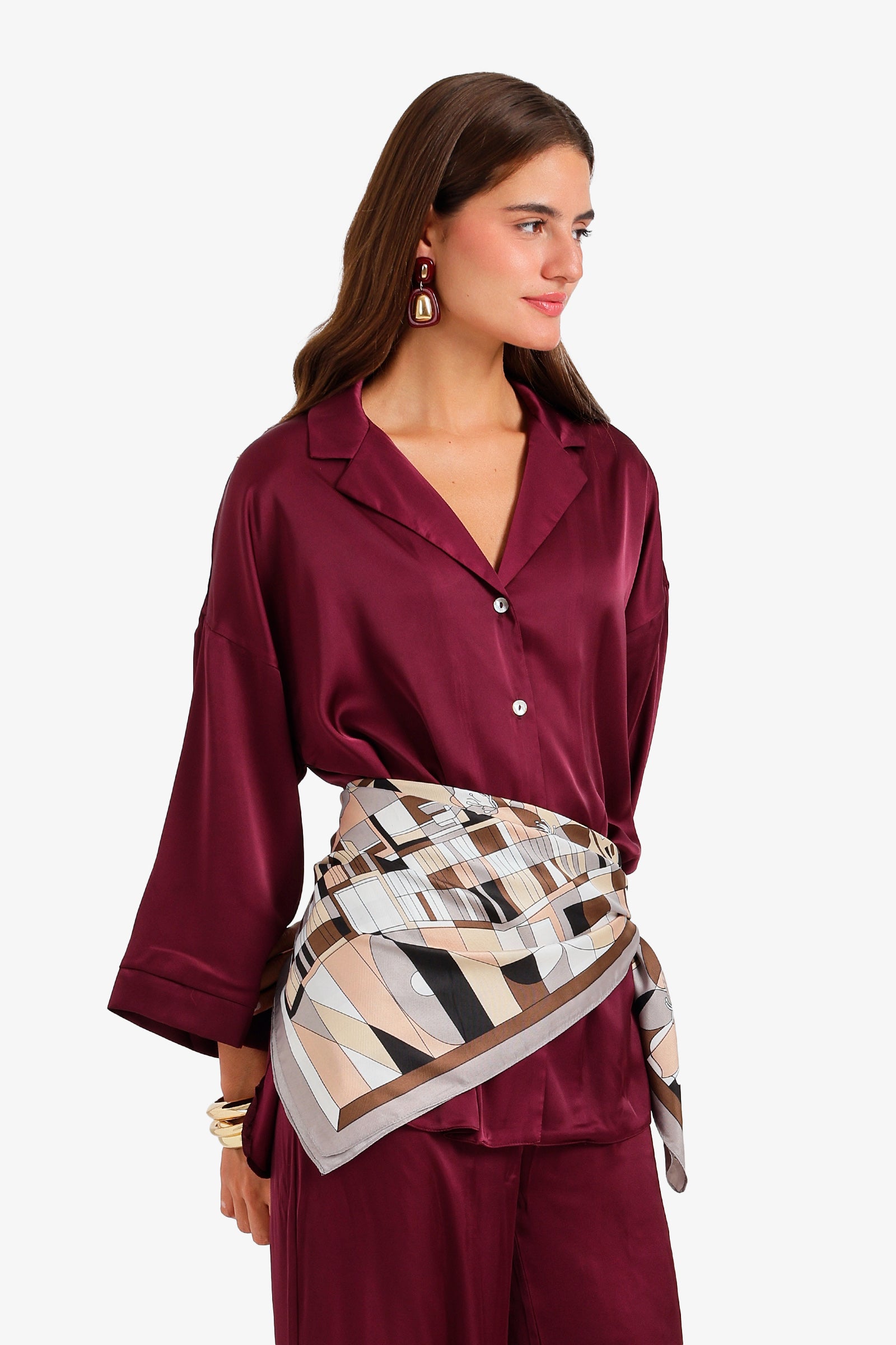 Mixed Print Satin Scarf