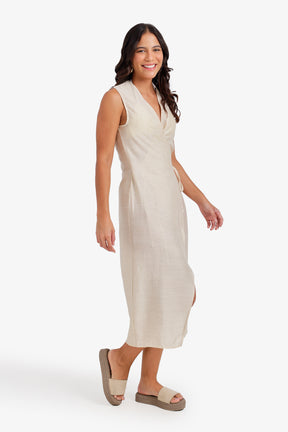 Sleeveless Midi Wrap Dress