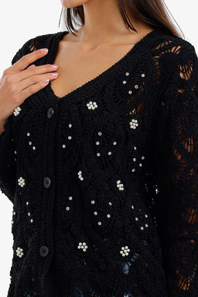 Pearl-Embellished Beach Kimono