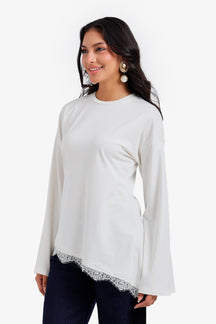 Lace Trim Asymmetric Top