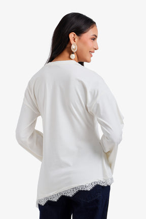 Lace Trim Asymmetric Top