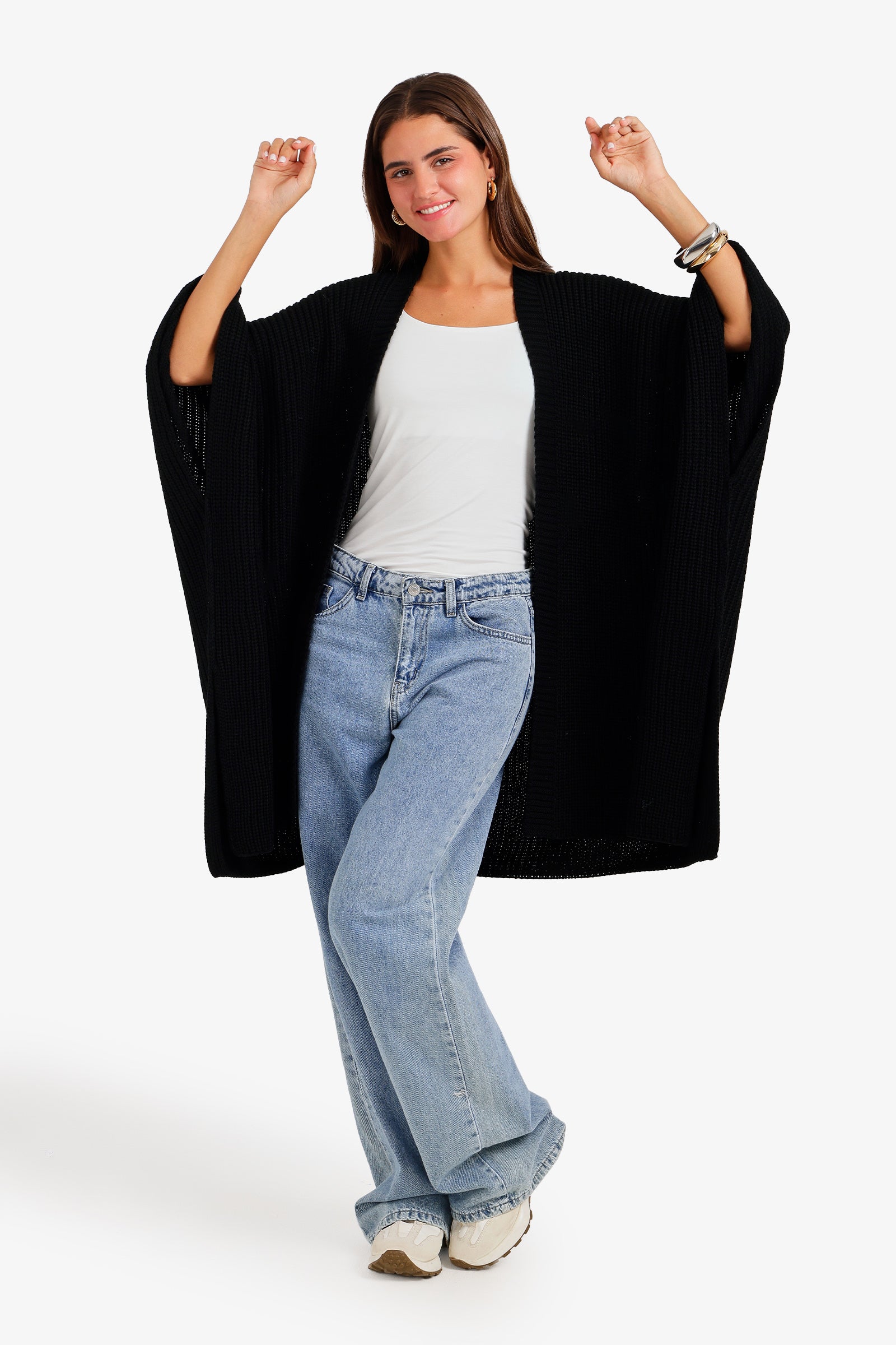 Ribbed Batwing Poncho