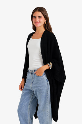 Ribbed Batwing Poncho