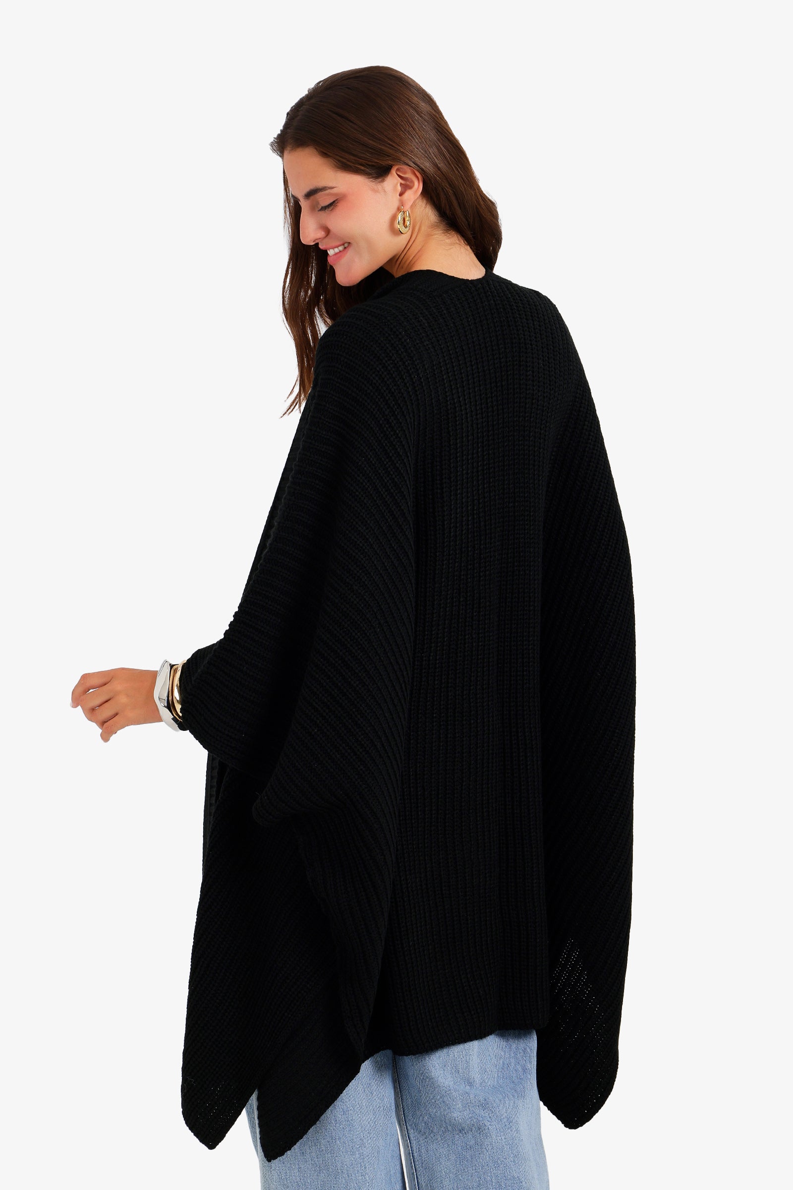 Ribbed Batwing Poncho