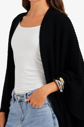 Ribbed Batwing Poncho