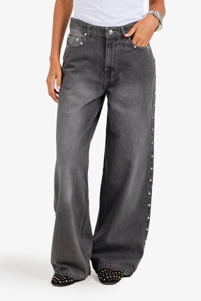 Side Studded Denim Pants