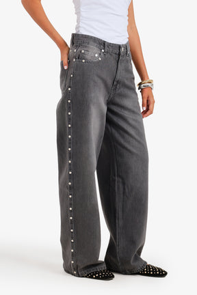 Side Studded Denim Pants