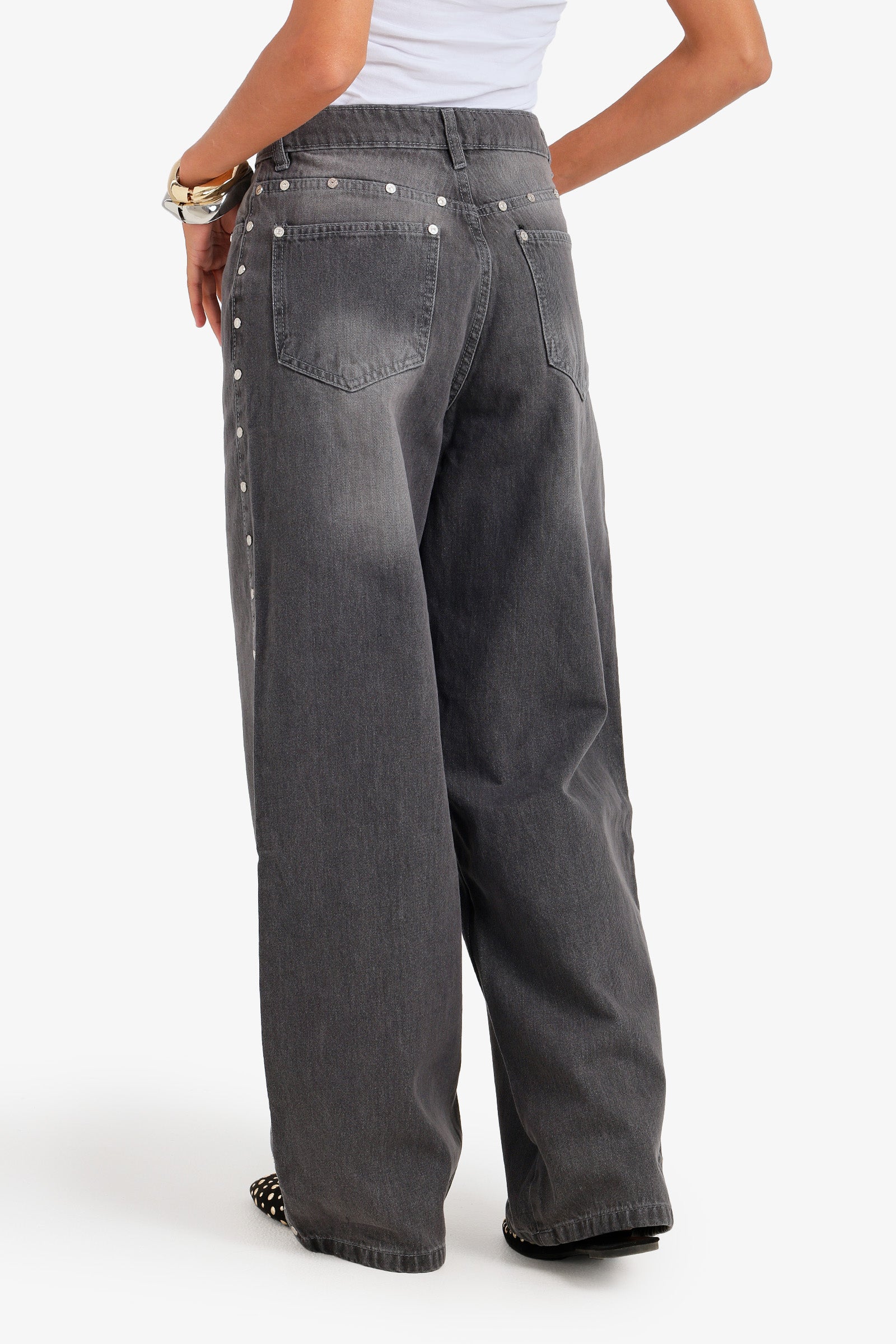 Side Studded Denim Pants