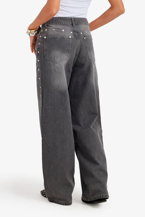Side Studded Denim Pants