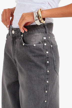 Side Studded Denim Pants
