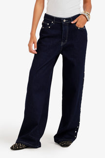 Side Studded Denim Pants