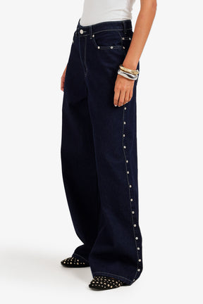 Side Studded Denim Pants