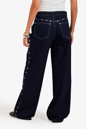 Side Studded Denim Pants