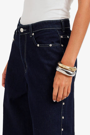 Side Studded Denim Pants