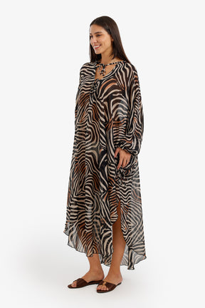 Zebra-Print Beach Dress
