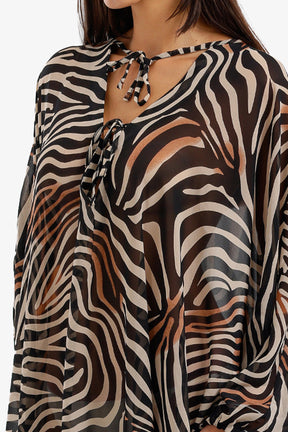 Zebra-Print Beach Dress