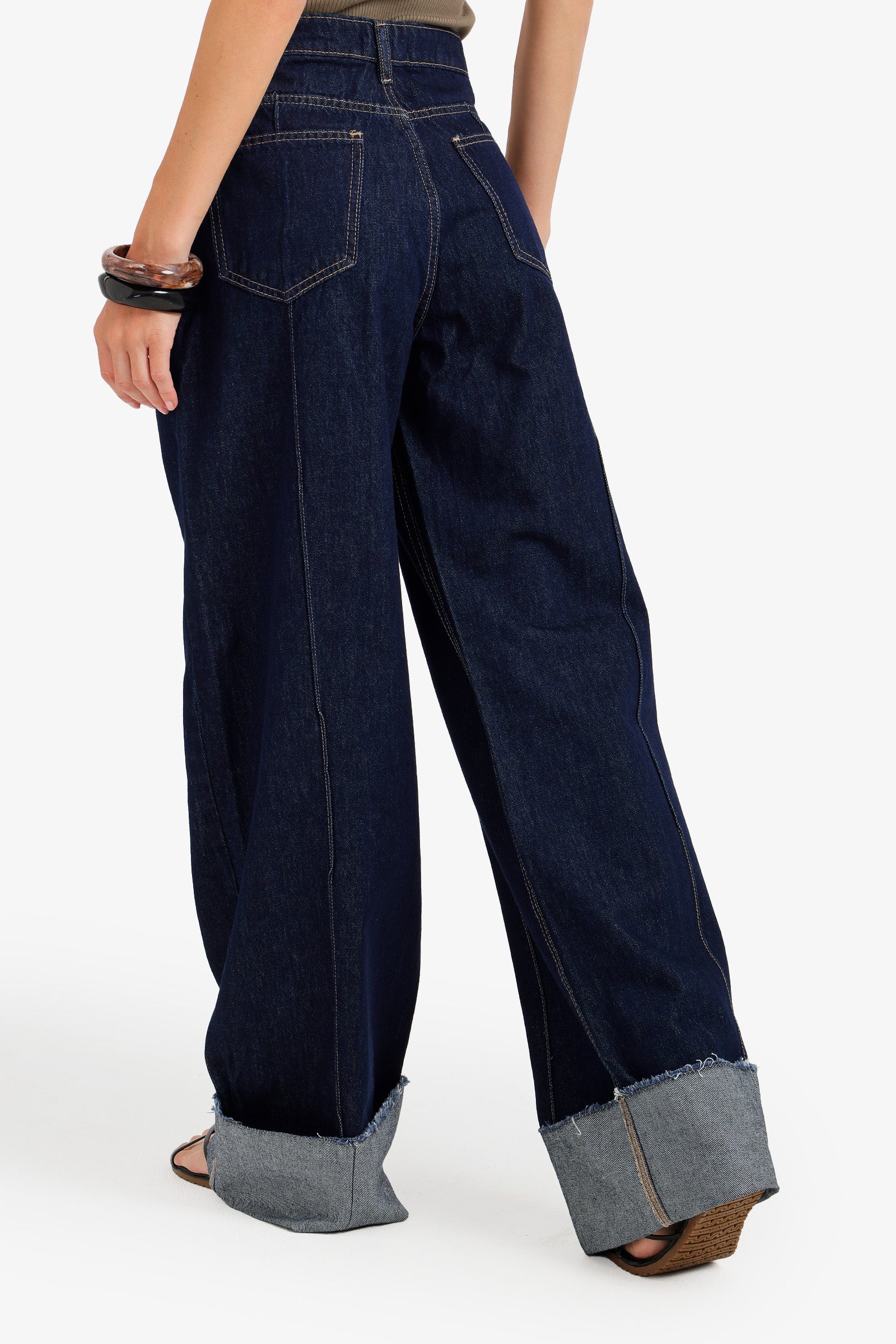 Folded-Cuff Denim Pants