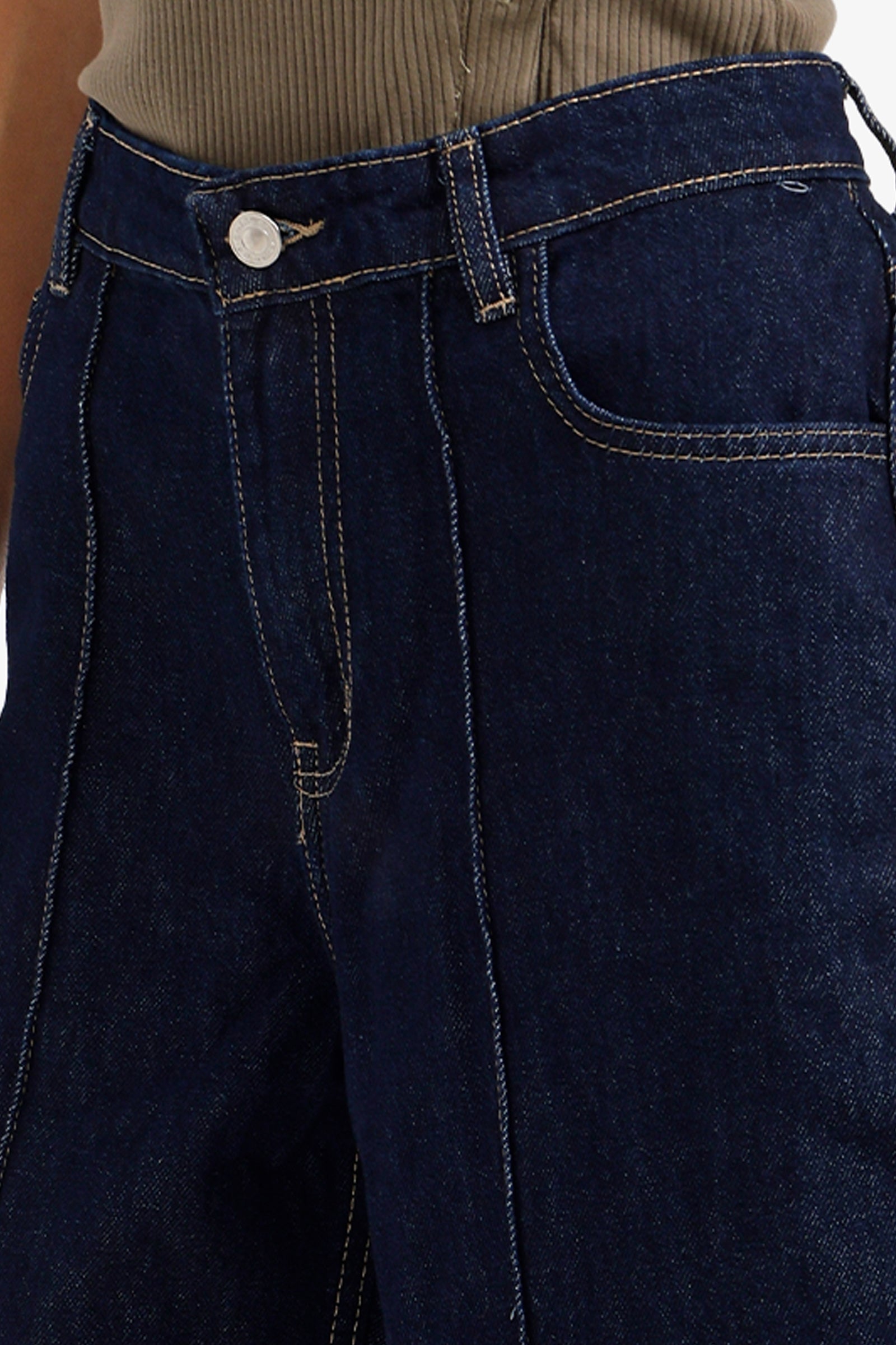 Folded-Cuff Denim Pants