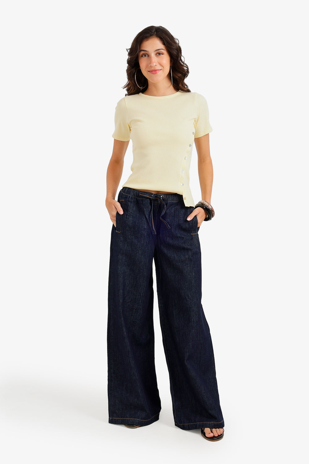 Slash-Pocket Denim Pants
