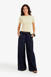Slash-Pocket Denim Pants